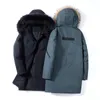 Autumn and Winter Men's Hooded Loose Mid length Down Coat Warm and Comfortable Down Collar