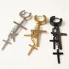 1 Piece Punk Stainless Steel Stud Earring Men Cross Earring Fashion Tassels Crosses Body Piercing Jewelry Black224b