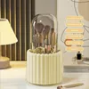 Storage Boxes Covered Makeup Brush Holder Caddy 360 Rotating With Dustproof Lid Capacity Cosmetic For Vanity