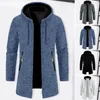 Men's Jackets Slim Fit Men Knit Sweater Stylish Hooded Zipper Cardigan For Thickened Medium Length Outerwear Fall/winter Versatile