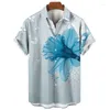 Chemises décontractées pour hommes Shirts d'été de style hawaïen de style hawaïen 3D Floral et herbe à manches courtes courte