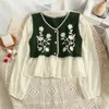 Women's Blouses Women Crochet Floral Ruffle Peplum Top Button V-Neck Puff Sleeve Shirt