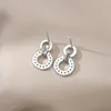 Boucles d'oreilles S925 Fashion Silver Fashion Zircon Cercle géométrique Femelle Niche Design SEGNER