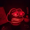 Nattljus söta djur sorgliga groda pepe känns dålig bra man 3d led neon lampor rgb färgglad gåva för barn barn sovrum borddekor249a