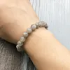 Charm Armband Natural Stone Bead Jewellery Bling Shiny 8mm Labradorite Beaded Armband For Men Healing Mala