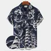 Camisas casuais masculinas camisa de lapela havaiana de verão de manga curta divertida estampa de polvo diário moda moda harajuku blusa