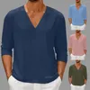 Herren-T-Shirts Herren lässig V-Ausschnitt T-Shirt Freizeit Henley Neck Design Slim Lose T-Shirts Männliche Tops T-Shirts Langarm-Hemd für Männer für Männer