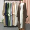 Etnische kleding moslim open abaya hijab lange jurk vrouwen eid gebed pakje mouw kalkoen dubai ramadan islamitische Turkse India luxe