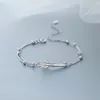 Link Bracelets 925 Silver Plated Double Layers Zircon Round Bead Charm &Bangle For Women Girls Elegant Party Jewelry Sl503