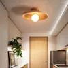 Wandlampen Noordelijke moderne woninginrichting Natuur Solid houten body ronde plaat lichten LED Slaapkamer Corridor Eenvoudige ontwerplustres