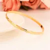 Fashion Dubai Hoop Bangle Jewelry Solid 24 k Yellow Fine Gold GF Dubai Oblique lines Bracelet Africa Arab Items wedding bridal gif283m