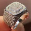 Choucong Hip Hop Shinning Dexule Jewelry 925 Sterling Silver Pave White Sapphire Cz Diamond Party Engagement Finger Finger Ring F187D