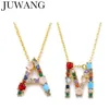 Colliers pendants multicolore cz charme or 26 Collier alphabet micro pave Zircon Letter A-Z Couple Jewellery Gift248g