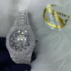 Fully Iced Out Hip Hop Style Certified D VVS Moissanite Diamond Steel Body Automatic Handmade Watch Best Ratest