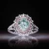 Taille 6-10 bagues de fiançailles pour les femmes Topaz Color Green Gemstone Rings CZ Diamond Femmes Mariage Bague de mariée Gift237Q