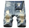 Novo verão cor azul denim shorts moda designer curto jeans rasgados homens destruídos shorts jeans novas calças 9424312