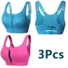 Klänningar 3st/set sport bh crop top kvinnliga sportkläder behåar fiess kvinnliga dragkedja underkläder som kör stötsäker bras push up 5xl plus size