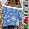 Kadın bluzları Kadın Uygun Bloiuse Noel Baskı Peluş Kapalı Omuz Uzun Kollu Jumper Gömlek, Kış Kış Gevşek Üstler