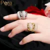 Pera luxe scintillant cz zircon couleurs argentés multicouches grandes anneaux de mariage redonnables ouverts pour les femmes fête juive R141271i