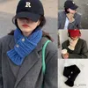 Scarves Wraps Women Girls Autumn Winter Soft Knitted Scarf Button Cross Patchwork Korean Colors Scarves Lady Warm Neck Protection New