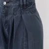 Женские джинсы с высокой талией свободной посадки расстроенная джинсовая джинсовая лога
