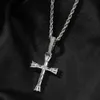 Hip Hop Topbling T Zircon Cross Pendant Halsband Kvinnor Män gåva 18K Real Gold Plated Religion Jewelry