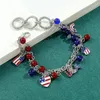 Braccialetti di fascino American Flag Fashion Charmms Bracciale Red Blue Crystal Beads Gioielle