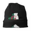 Berets Algeria Map Flag 2222 Bonnet Hat Knit Hats Men Men Men Cool Unisex Warm Beanies Cap