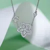 Designer Jewelry Double Flower Pendant Silver Necklace Diamond Women Collar Chain gift260S