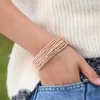 Charm Bracelets Amorcome Metal Square Beads Wrap Bracelet With Magnetic Clasp Trendy Layered Wide Bangle For Women Girls Jewelry