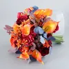 Dekorativa blommor Silk Roses Artificial Wedding Bridal Bouquet Bride Holding Flower for Home Party Decoration