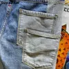 Heren jeans supzoom nieuwe aankomst hete verkoop top mode herfst rits zipper vlieg steenwashed casual patchwork vracht spijkerbroek zakken katoenen jeans heren j1222