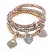 Selling Fashions beautiful Personality Three-color Stretch Corn Chain Diamond Love Heart Bracelet HJ174199V
