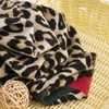 Scarves Red Striped Leopard Scarf Winter Cashmere Women Europe And The United States Advanced Neck Protection Cold Collar Fashion