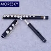 Moresky 17 buchi flauto ebano foro aperto argento placcato E chiave Grenadilla flauto professionale MFL-201