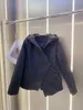 Vestes pour femmes V-collier Coton Cardigan Veste courte Design à capuche Mode décontractée 2024 Automne 1220