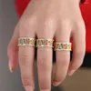 Cluster Rings Meaning Letter Ring Micro Pave Colorful Cz Love Happy Letters Open Adjust Gold Finger For Women Lover