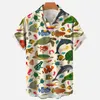 Camisas casuais masculinas camisa de lapela havaiana de verão de manga curta divertida estampa de polvo diário moda moda harajuku blusa