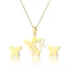 Boucles d'oreilles de collier Set Simple Smooth Butterfly Fashion Fashion Col Chain de cou de cou coréen Niche de niche de célébrité en ligne Pendant le pendentif.