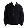 Herrjackor Cool Workwear Jacket Casual Solid Color Cardigan med Turn-Down Collar Pockets For Fall Winter Loose Warm Män