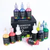 Nail Manucure Set 12 6Colors Airbrush Art Inks Acrylique Paint Encre Pigments pour pochoirs Outils de peinture 230703 Drop livraison Santé BE DHQXY