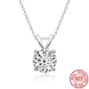 Authentic Sterling Silver 925 Collier 2 Ct Round Solitaire Zirconia Diamond Pendant Femmes Bijoux de mariage Bijoux d'anniversaire XD117290I