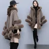 Women's Fur Thickened Cloak Loose Shawl Winter Hooded Retro Temperament