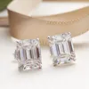 Mężczyźni kobiety Fashoin 925 Srebrne kolczyki Silbling Minęło 4CT Square Moissanite Diamentowe kolczyki