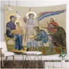 Tapisseries résurrection du bon berger crucifixion nativité adoration de magi mary jesus art chrétien teintée de vitraux mural otb5i