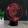 Earth America Globe 3D Illusion LED Night Light 7 Color Desk Table Table Lampe Cadeaux pour les enfants288a