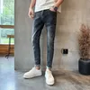 Jeans masculin automne nouveau pantalon de jeans noir solide pour hommes vêtements 2023 tout simple correspondant slim fit occasionnel deinm pantalon streetwear 28-34 vente j231222