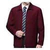 Heren Jackets Men Men Autumn Spring Coat Turn Down Collar Zipper Sluiting Cardigan Lange mouw Solide kleur Dunne los van middelbare leeftijd Vaderjas