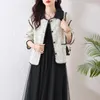 Damesjassen Vintage wollen Koreaanse elegante tweed Coats Autunn o nek slanke casual kantoor dame dame single breasted hit kleur bovenkleding