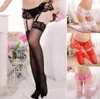 New Sexy Womens Sheer Lace Top ThighHighs Stockings Garter Belt Suspender Underwear Set BlackWhiteRed8290965